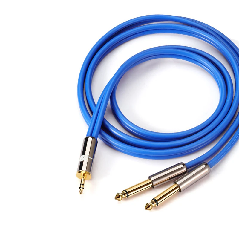 Hifi Audio Cable Mini Jack 3.5mm to Dual 6.35mm 1/4 TS Jack for Amplifier Mixing Console 3.5 Cable OFC Gold Plating 1M 2M 3M 5M