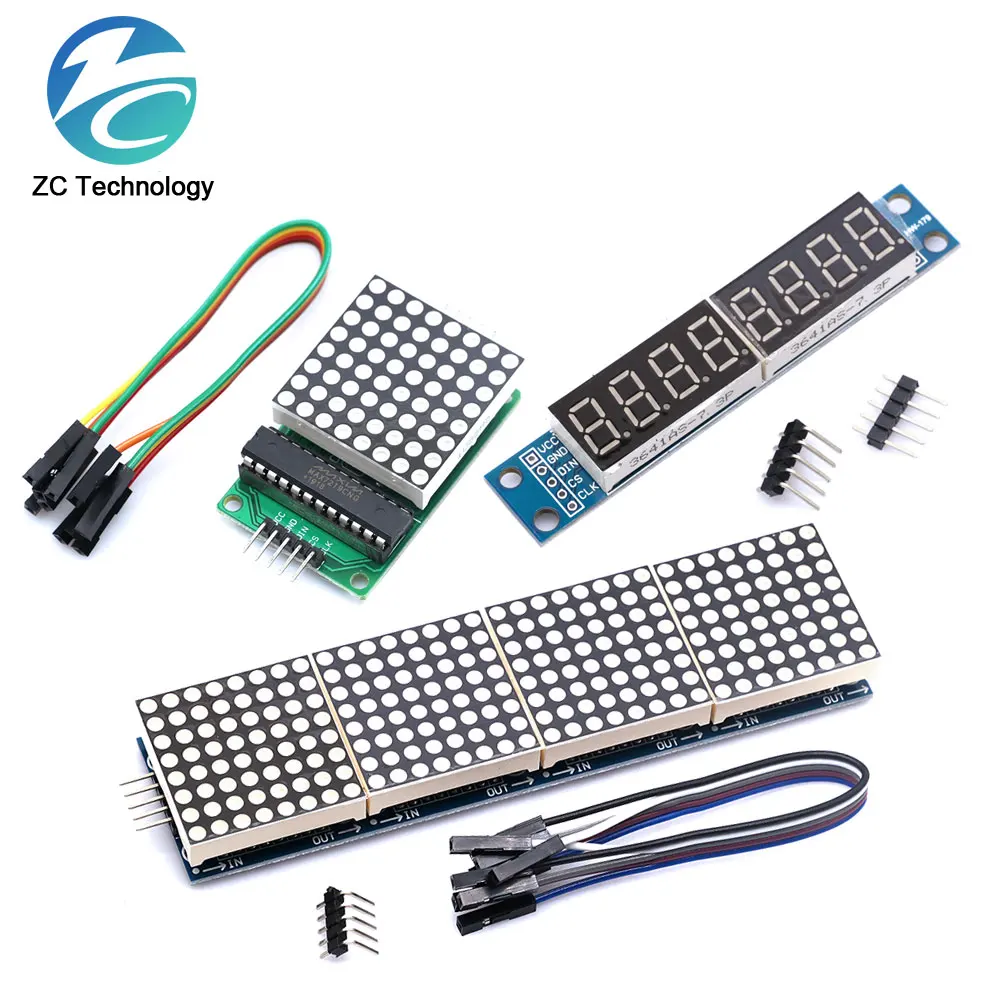 MAX7219 Dot Matrix Module Microcontroller Module Control Module Display Module 4 In One Display With 5P Line For Arduino
