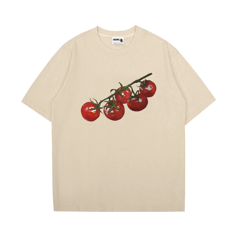 Obst Tomate Graphics Kurzarm T-Shirts Männer Frauen Sommer Y2k Mode Tops Vintage Baumwolle Freizeitkleidung Unisex