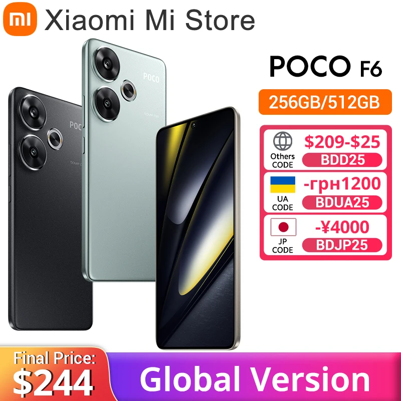 POCO F6 5G Cellphone Snapdragon 8s Gen 3 Global Version 90W turbo charging 5000mAh battery 6.67” 1.5K 120Hz AMOLED DotDisplay
