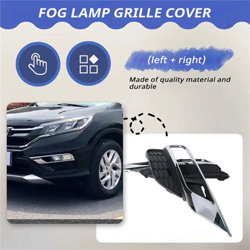 

NEW-2Pcs Front Bumper Fog Light Grill Grilles Cover Trim Left+Right For Honda CR-V CRV 2015-2016