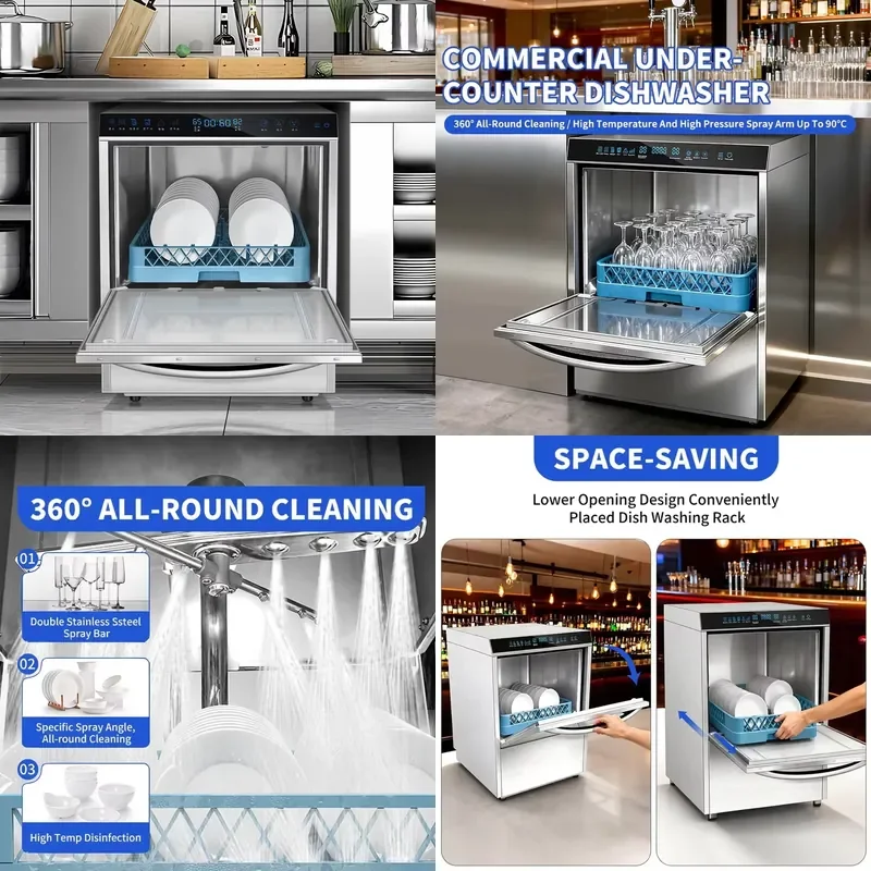 Commercial Undercounter Dishwasher Stainless Steel Smart Luxury Automatic for Catering Restaurant Hotel Kitchen Heavy Duty