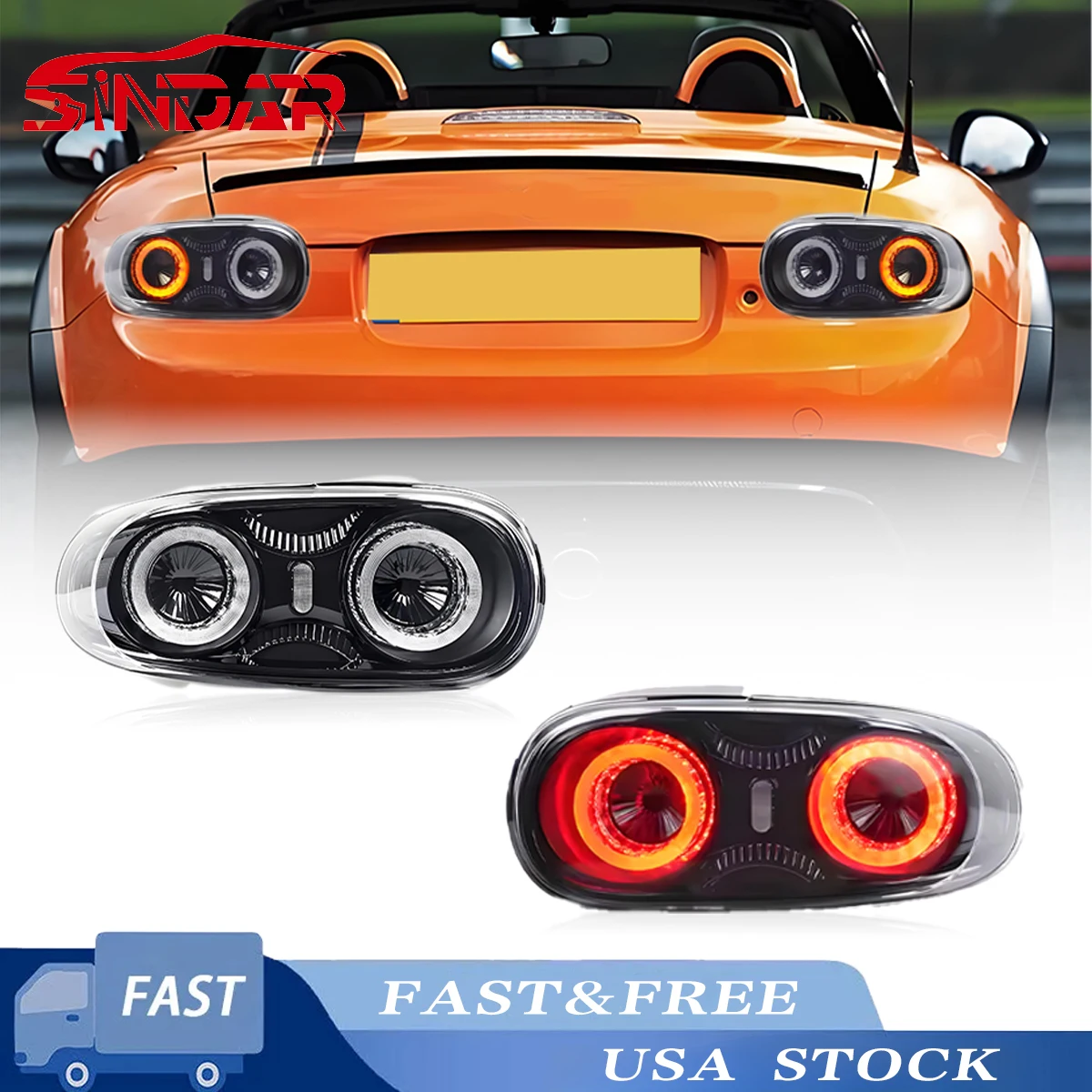 

SINDAR Pair Tail Lights For 2009-2015 Mazda MX5(NC) LED Rear Lamp w/Starting Animation