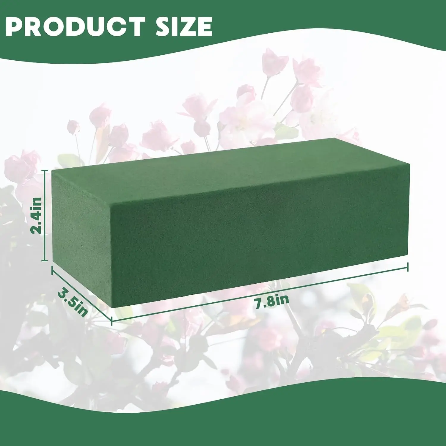 72 Pcs Floral Foam Blocks, Green Wet Dry Flower Foam for Fresh & Artificial Flower Arrangements, DIY Craft Supplies for Centerpieces, Bouquets, Wedding & Home Décor (7.8” x 3.5” x 2.4”)