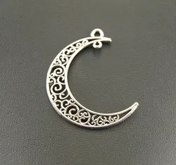 20 pcs 32x38mm Alloy Metal Filigree Moon Shape Earring Findings Charm Pendant