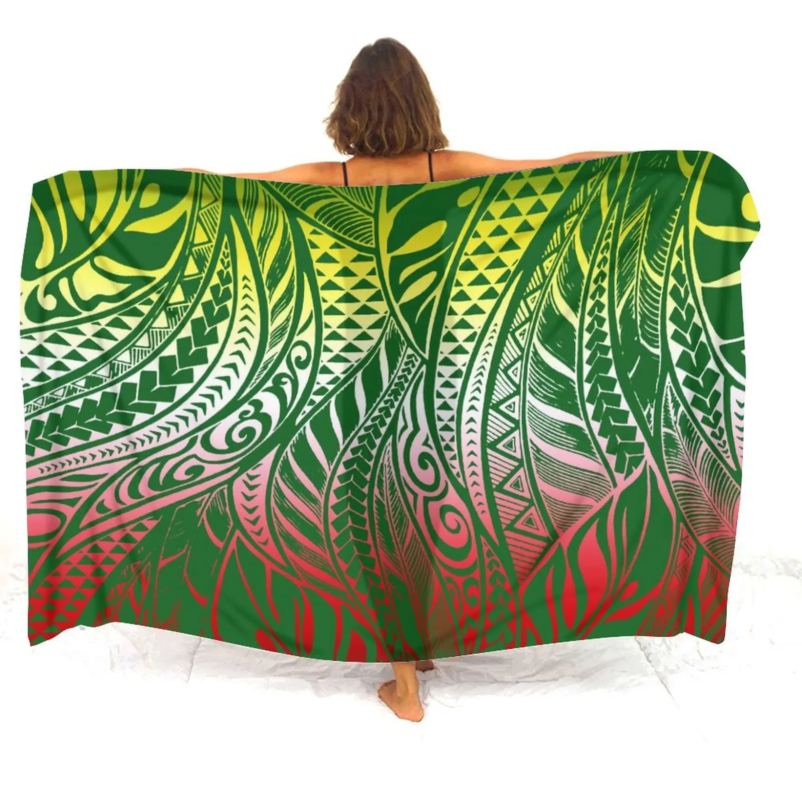 Soft And Comfortable Fabric Summer Beach Holiday Sun Sarong All-In-One Cover Coat Polynesian Print Tailored Women'S Sarong