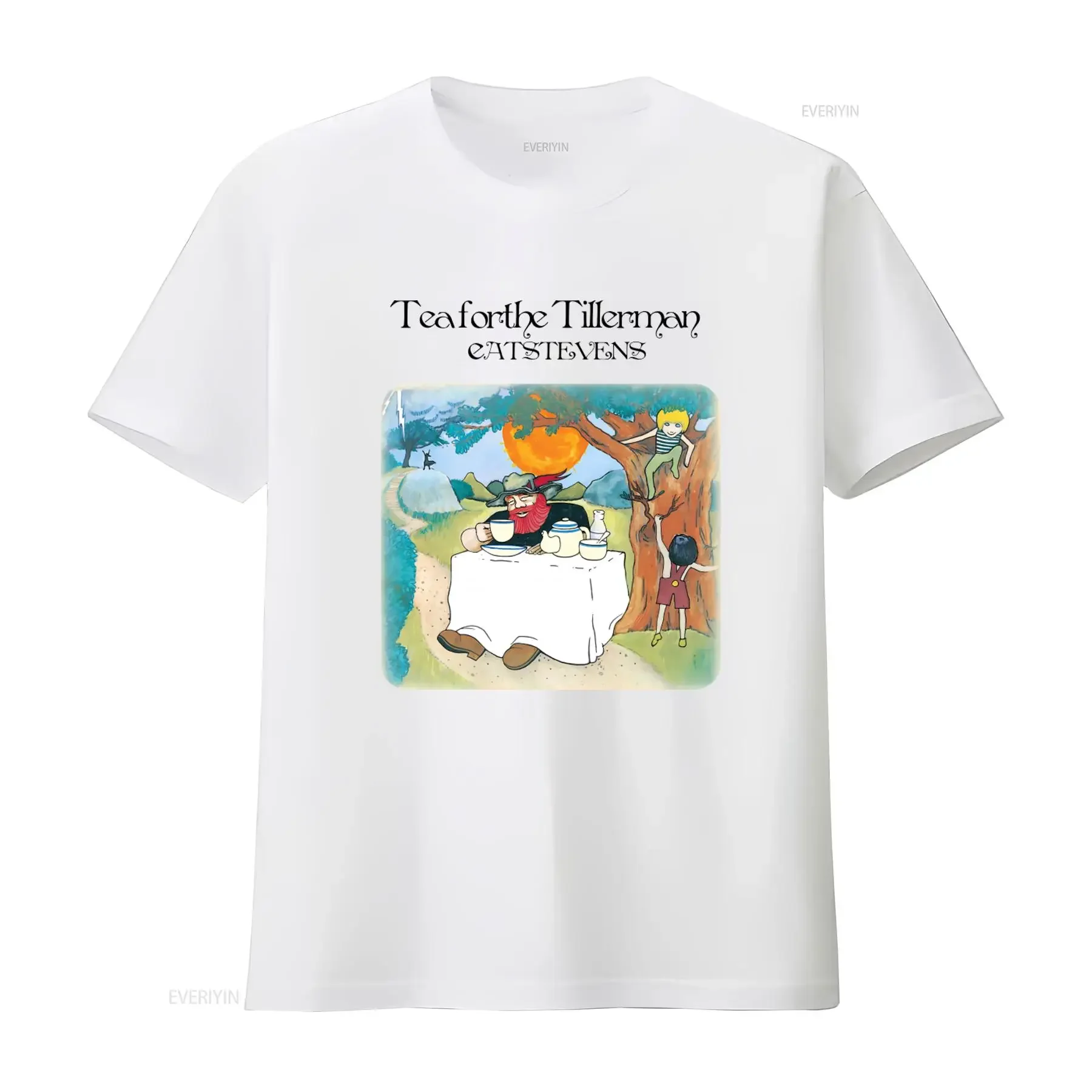Cotton T shirt Tea for the Tillerman Cat Stevens Music Wild World Print vintage Washed Slightly Comfortable streetwear Unisex