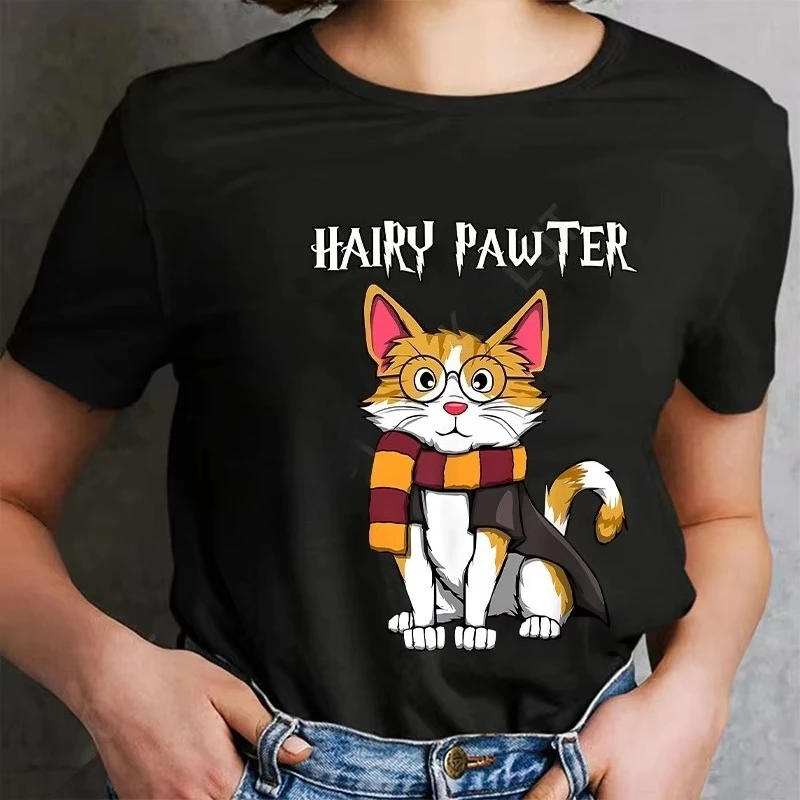 Camiseta Bonita De Potter Cats Para Mujer  Camiseta De Talla Grande A La Moda  De Manga Corta Con  Regalo Para  Ropa Femenina