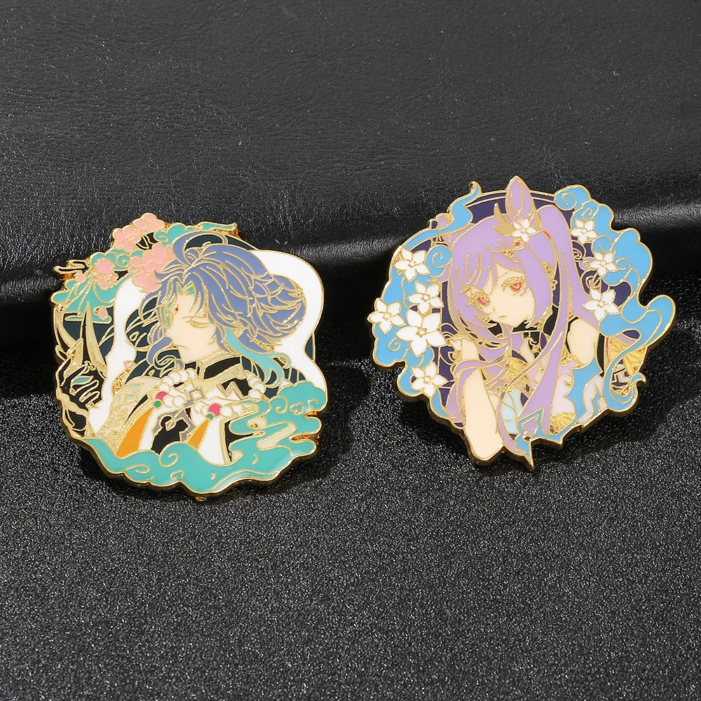 

Брошь Game Genshin Impact Косплей милая фигурка Keqing Xiao значок эмалированная брошь джинсовая куртка лацкан заколка аксессуары