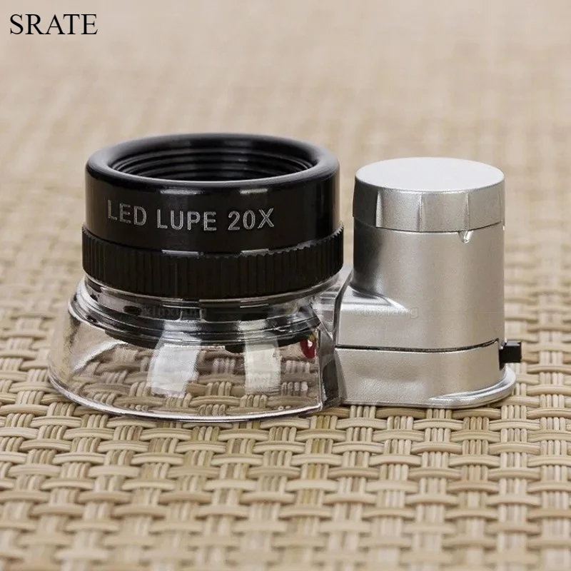 

20x 6LED Magnifier Coated Optical Glass Magnifying Glass with Light Calligraphy and Painting Jewelry and Diamond Appraisal Loupe