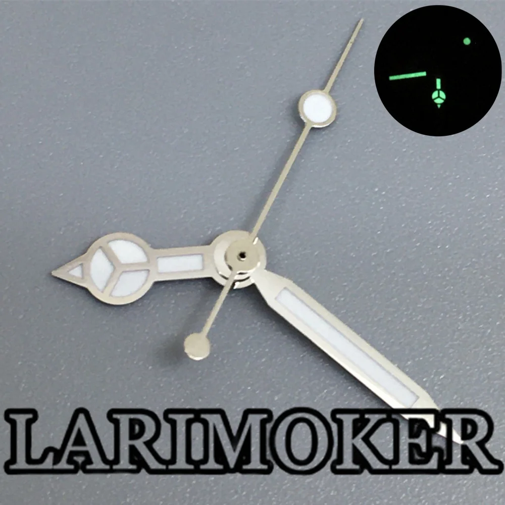 LARIMOKER GMT ساعة الأيدي الأسود الفضة الذهب ارتفع الذهب GMT اليد مجموعة مع C3 الأخضر مضيئة صالح روندا 515 ساعة يد تعمل بالحركة جزء