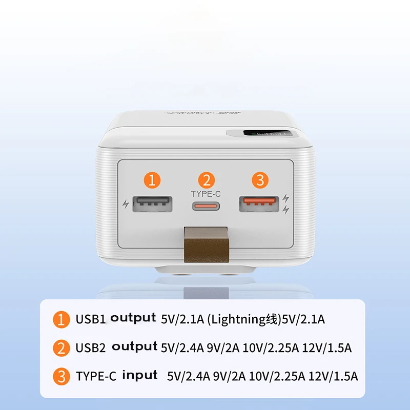 Power Bank Portable Charger With Cables 30000mAh 22.5W Digital Display Powerbank For iPhone 15 Xiaomi Samsung Huawei PowerBank