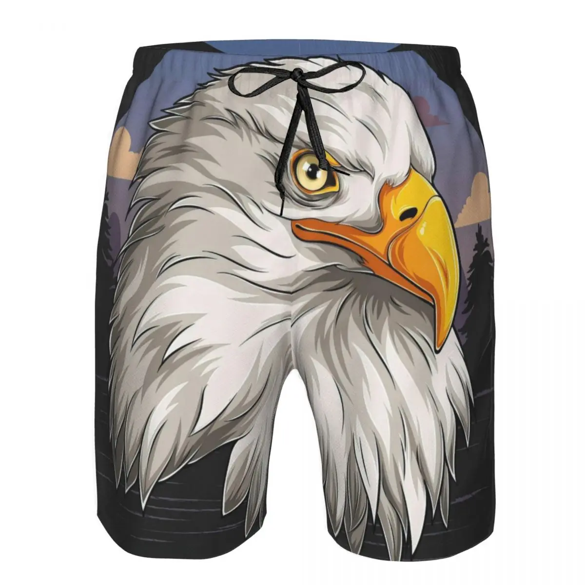 Eagle Head With American Flag Pattern Men's Beach Shorts Fitness Quick-drying Swimsuit Funny Street Fun 3D Shorts