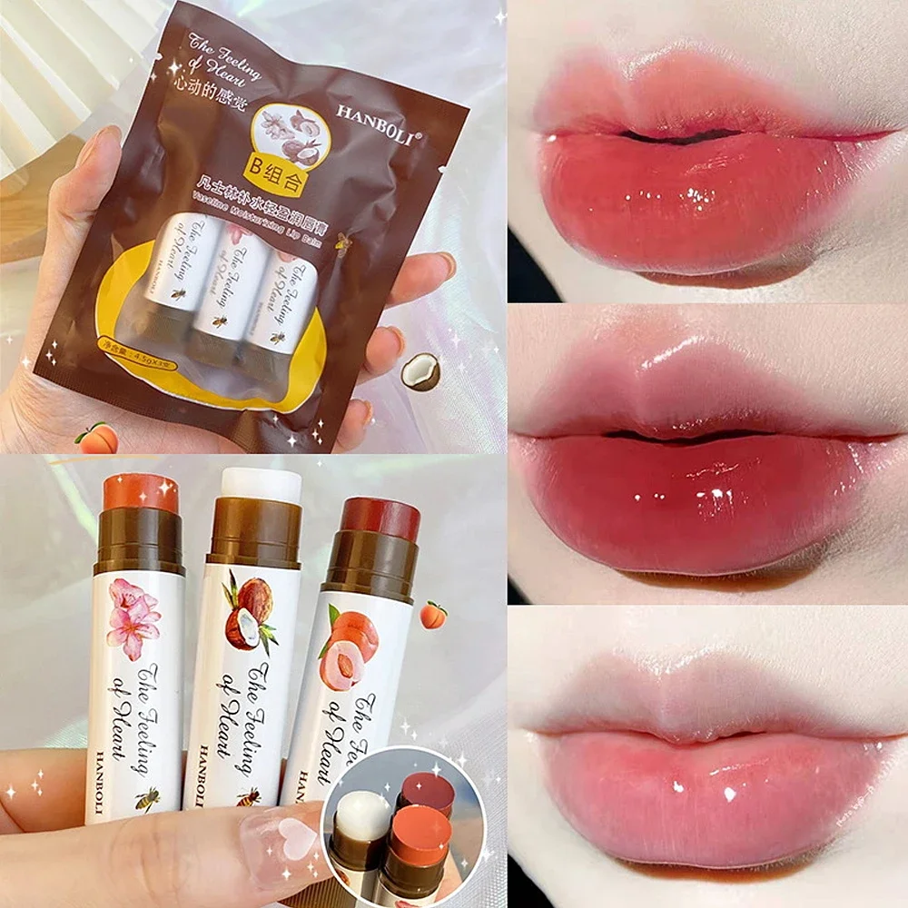 Colored Fruity Lip Balm Moisturizing Nourishing Lip Gloss Base Natural Temperature Change Color Lipstick Cosmetics Lip Skin Care