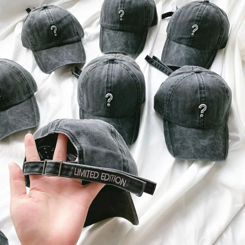 Question mark applique baseball cap New adult Unisex men sports hat Snapback hats Women Leisure denim cotton Sun cap