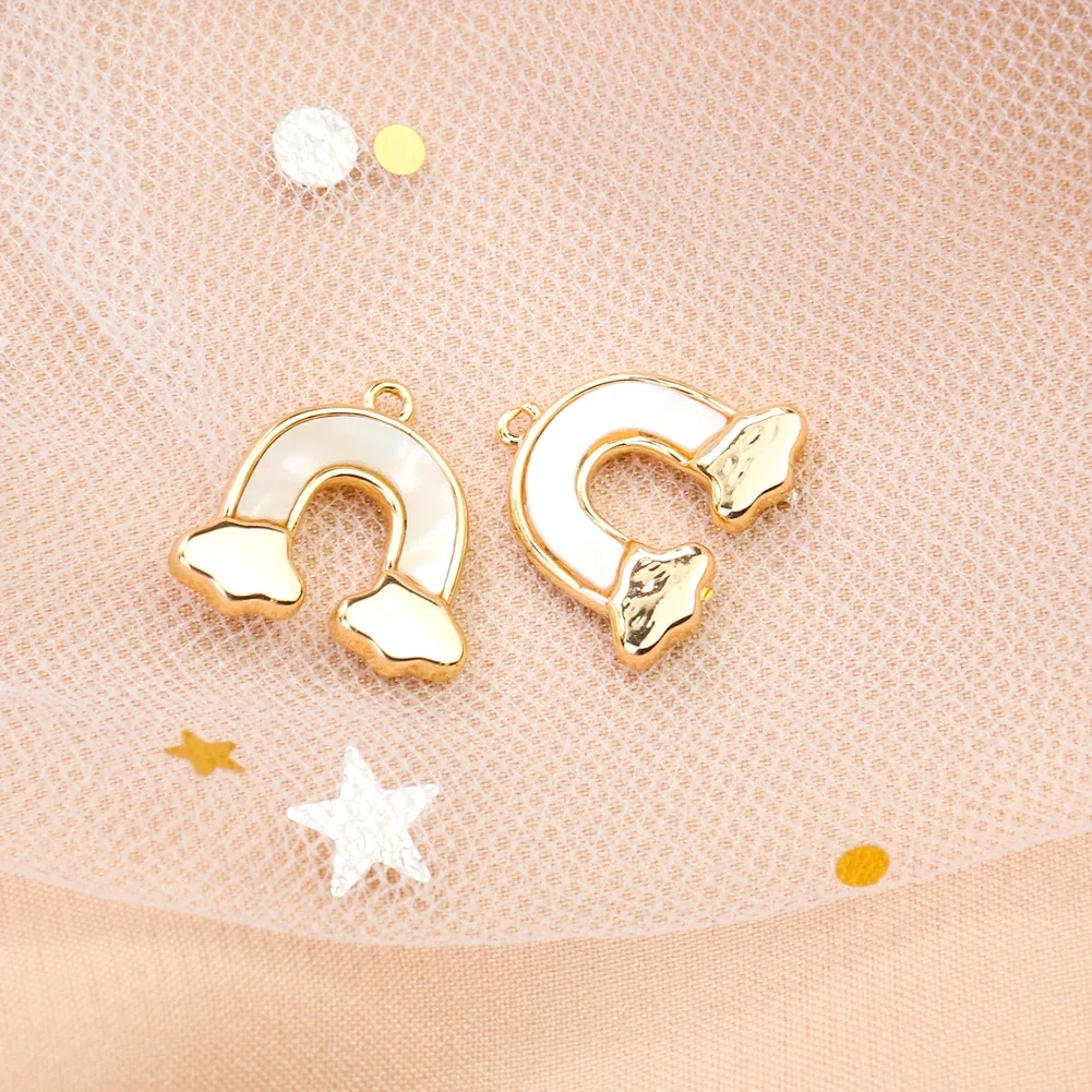 1pc Natural Shell Rainbow Pendant Cloud Charms Mother of Pearl DIY Necklace Earrings Dangle Bracelet Jewelry Making Accessory