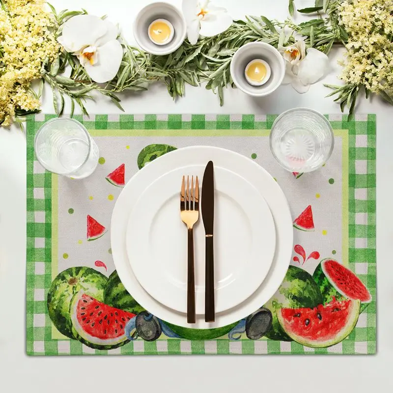 VIKAMA 2/4/6PCS Summer Fresh Farmhouse Placemats Heat Resistant Washable Non Slip Kitchen Home Decor Dining Table Mat