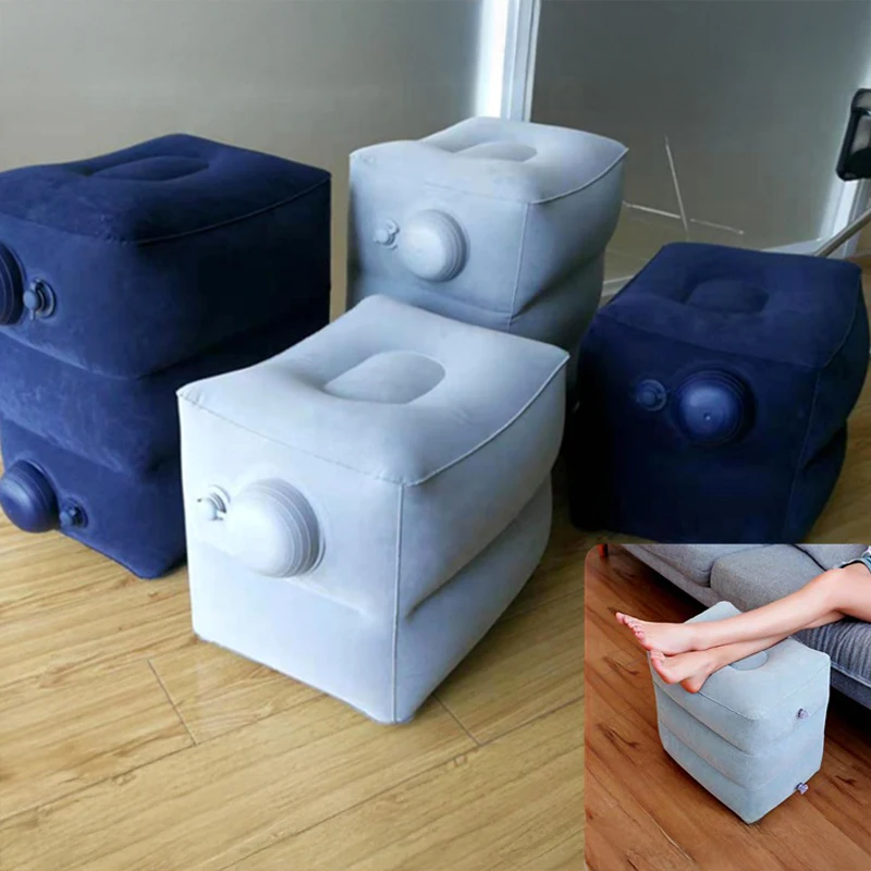 Aufblasbare Reise-Fußstütze mit Druckventil, PVC-Fußkissen für Büro und Zuhause, Flug-Reisekissen, Entspannungs-Hilfsmittel für die Füße