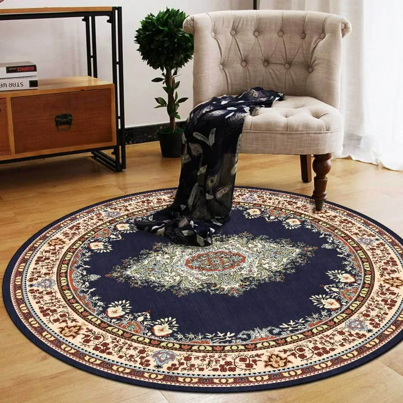 European Persian Pattern Ethnic Style Living Room Floor Mat Bedroom Hanging Basket Chair Circular Floor Mat Carpet