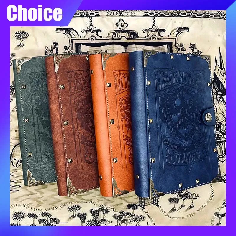 Harry Potter A5 Notebook Hogwarts Loose-Leaf Vintage Kraft Notepad Gryffindor Slytherin Ravenclaw Hufflepuff Document Book Gift