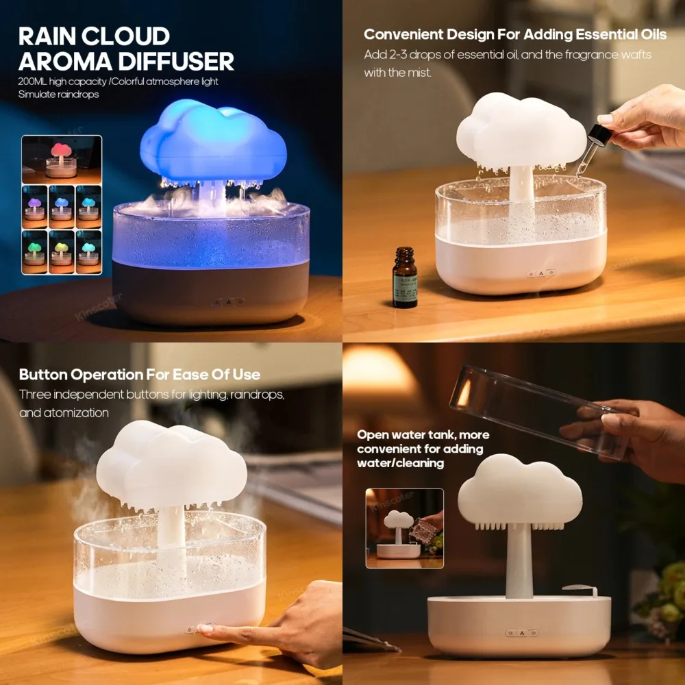 

Zen Raindrops USB Desktop Ultrasonic Air Humidifier Essential Oil Diffuser for a Refreshing Aromatherapy Experience. Enjoy the S