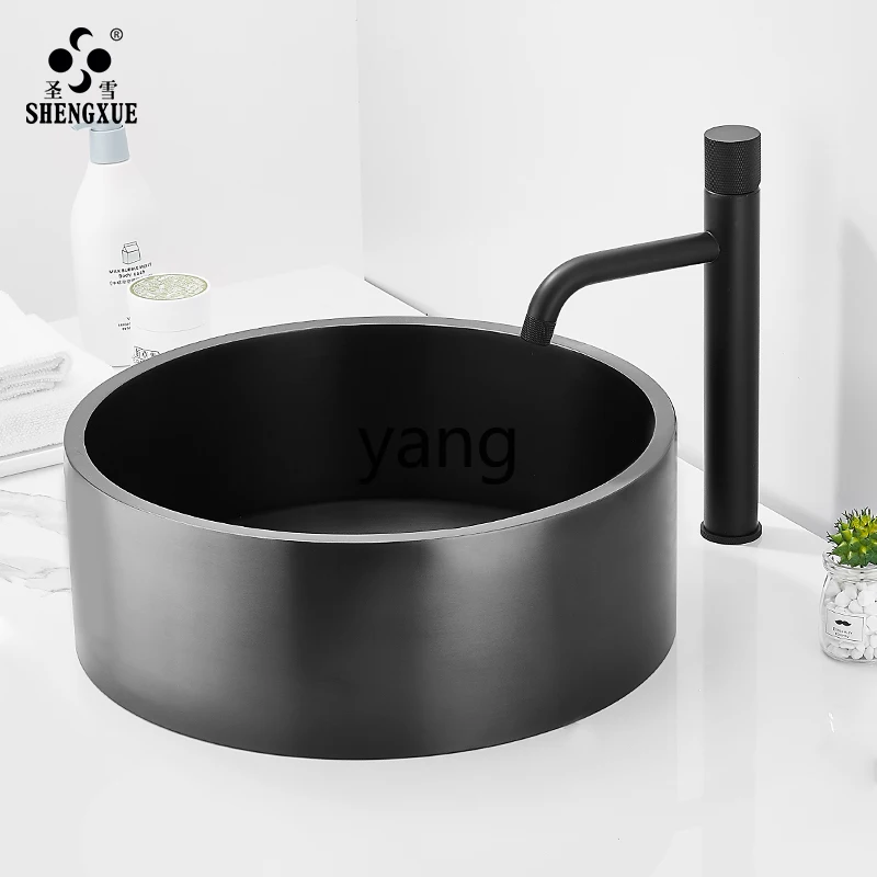 

CX black wash basin 304 stainless steel round table basin bar bed and breakfast bathroom