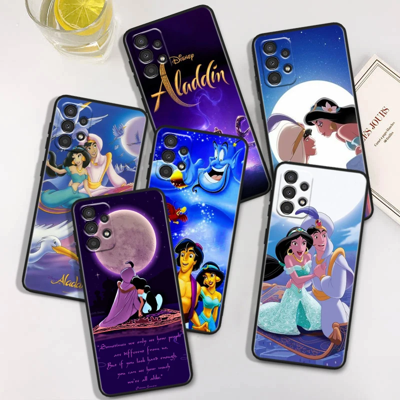 Disney Aladdin Lamp For Samsung A73 A72 A54 A53 A52S A34 A33 A32 A24 A23 A22 A14 A13 A03S A02S Black Soft Phone Case