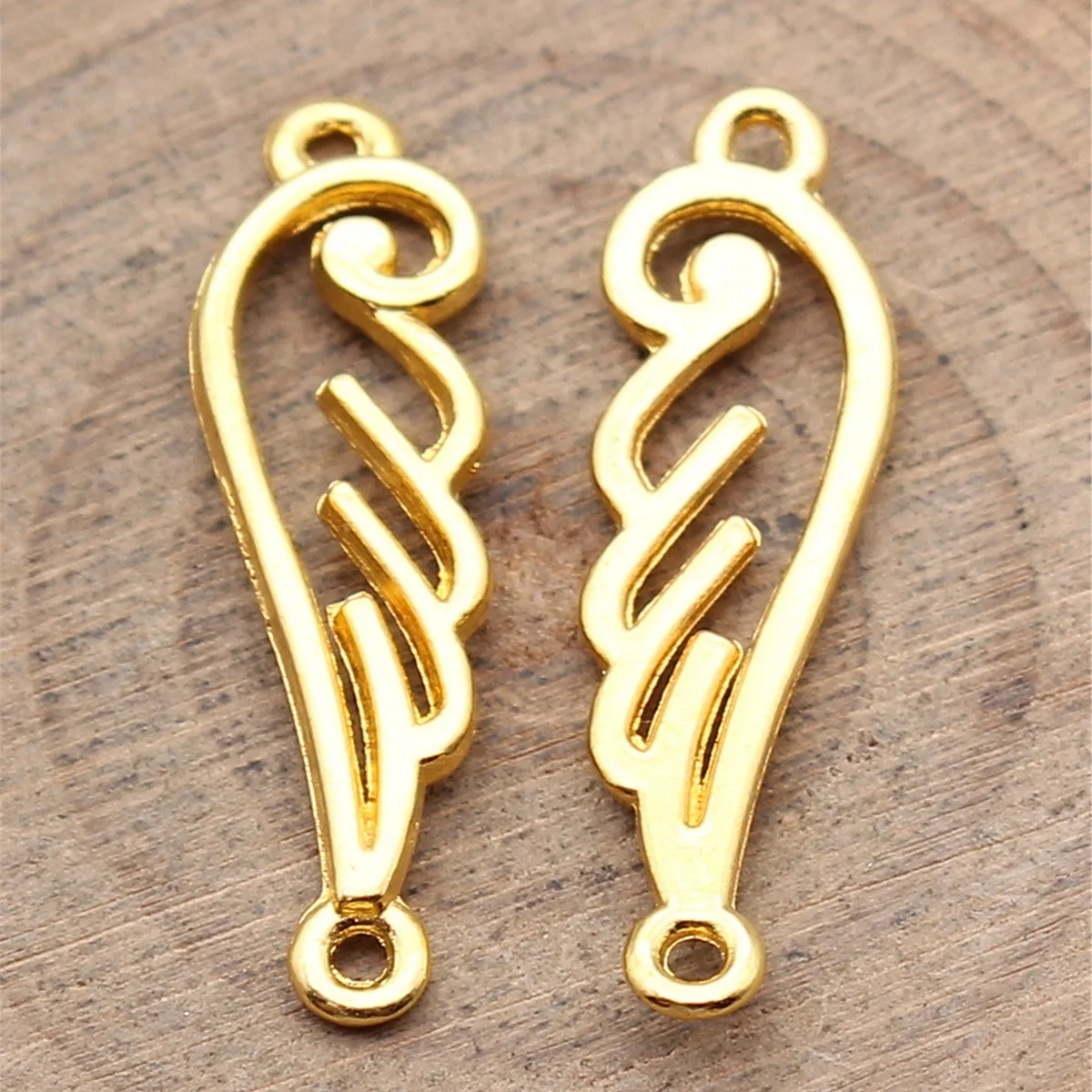 10pcs 32x10mm 2 Colors Antique Silver Color Gold Color Angel Wing Connector Charms Pendant DIY Jewelry Accessories