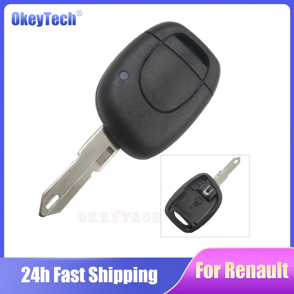 

Okeytech For Renault Twingo Clio Kangoo Master Remote Car Key Shell 1 Button with NE73 Blank Uncut Blade Auto Key Cover Case Fob