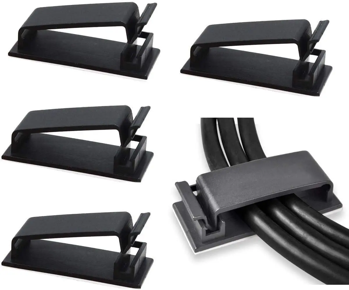 10pcs self-adhesive cable management clips Cable organizer Under-table cable clips Desktop storage