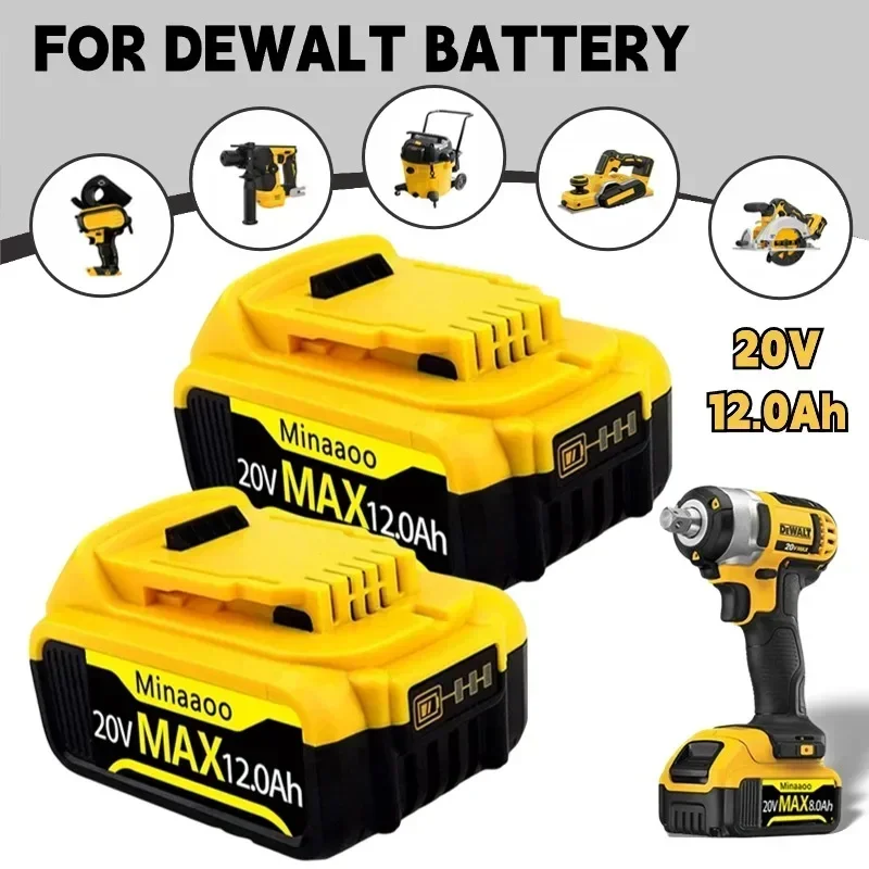 

20V 6.0Ah 12.0Ah 18650 For Replacement Li-ion Battery For DeWalt MAX DCB205 DCB201 DCB203 Power Tool Batteries