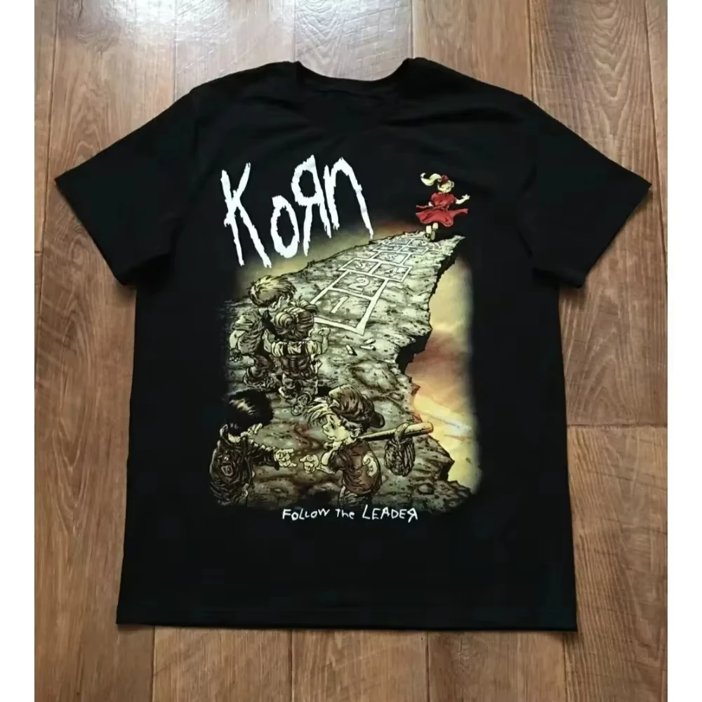Camiseta de algodón con estampado de la banda Korn, camiseta informal Unisex de nuevo estilo para las cuatro estaciones, camiseta informal con estampado de algodón para hombre
