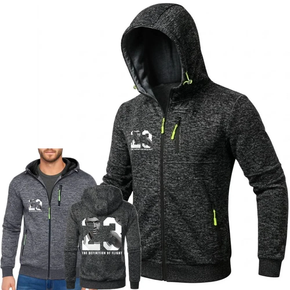 Men's Hooded Outwear Outdoor Windproof Hiking Expedition Tracksuit Coat Warm Fleece Hoodies Sweatshirt 23# Basketball Flight NEW