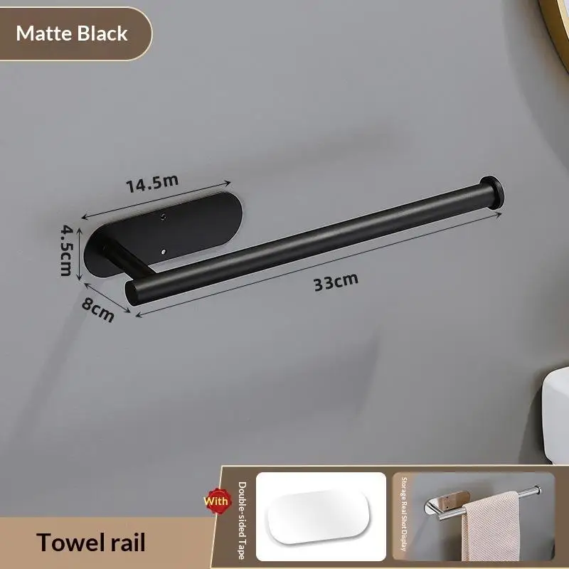 No Drilling Self Adhesive Stainless Steel Towel Rack Multifunctional Hook For Bathroom Kitchen Household Storage Organizer