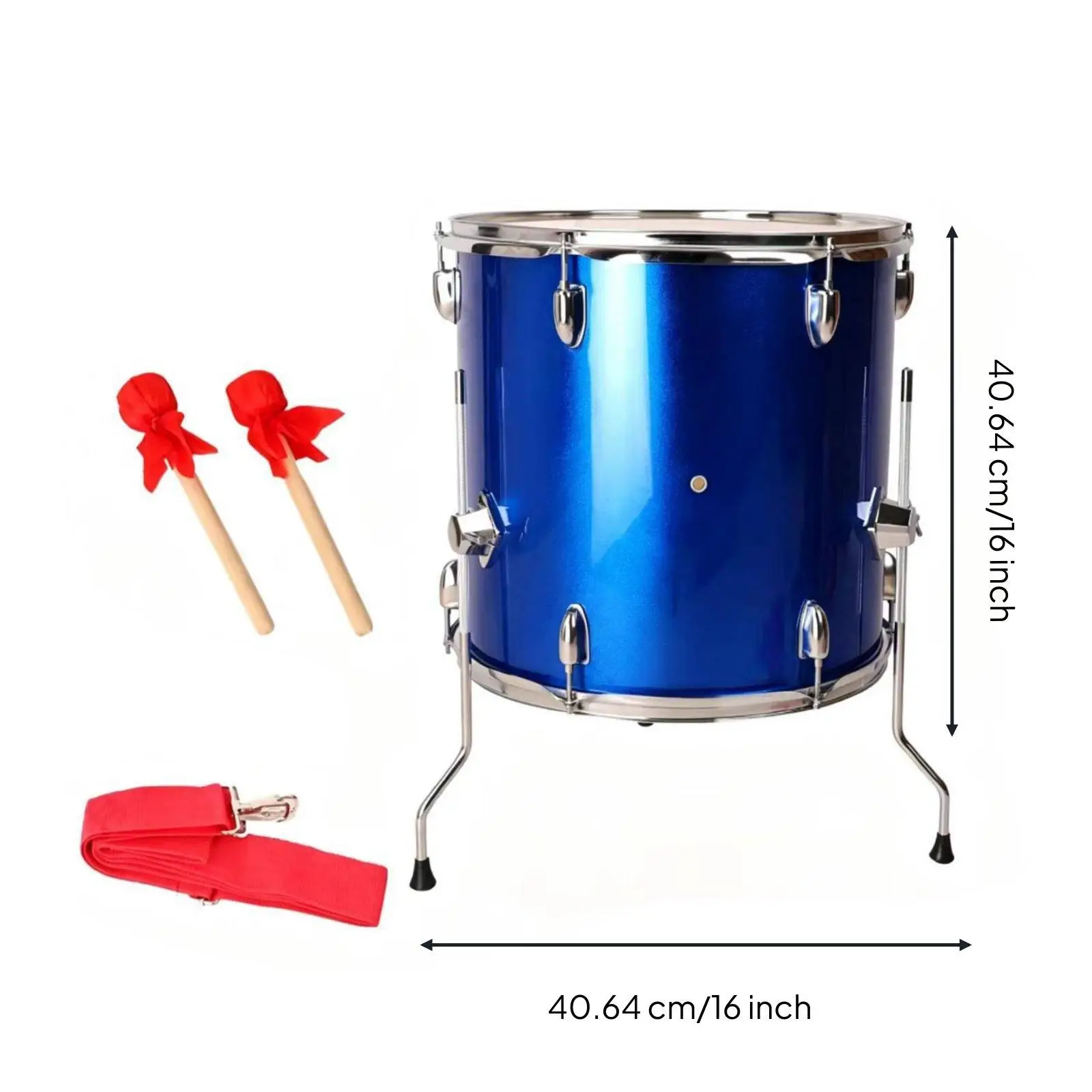 Portable Sports Cheering Drum 16 Inch Metal Hardware Drum Instrument Set for Game Booster Marching Band Gatherings