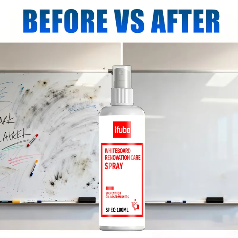 Ifubo Whiteboard Marker Remover Spray, Multi-Purpose Whiteboard Cleaner For Oil/Water-Based Pens, Restore Shine Renovation Spray