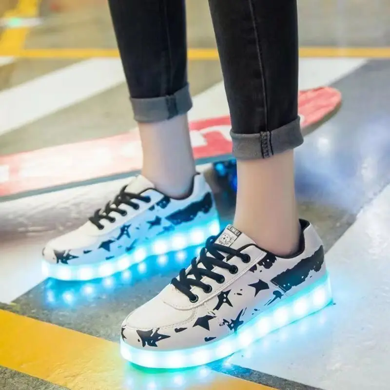 Hot Sale 2023 Adult Womens Mens Kid Luminous Sneakers Glowing USB Charge Boys LED Colorful Light-up Shoes Footwear Dancing Shoes