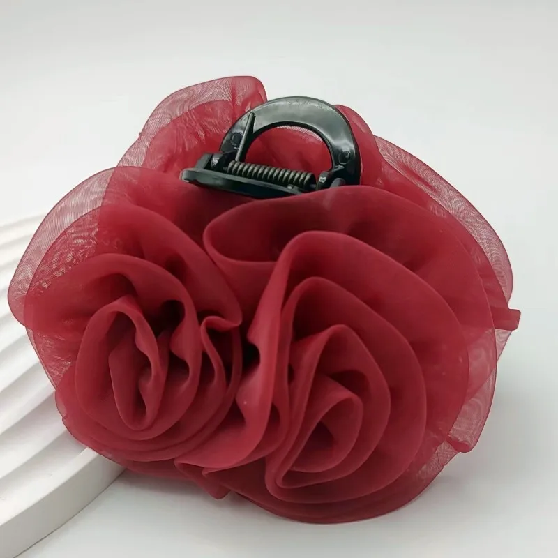 French Style Rose Net Haar klauen clip für Frauen elegante und einfache Haarschmuck modische schicke und zarte Haar klaue täglich – Detail 3
