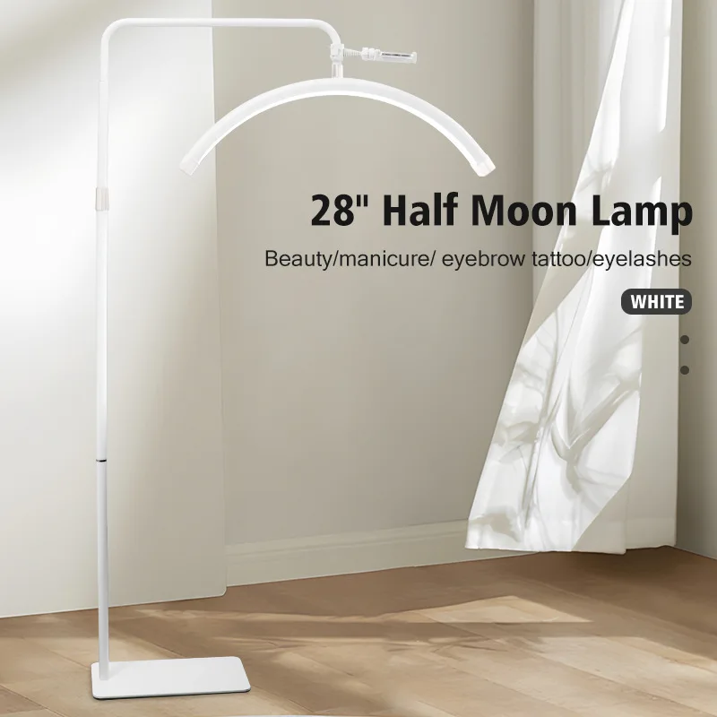 28 Inch Iron Modern LED Beauty Light 320 Beads Dimmable 3 Color Temperature Floor Lamp for Lash/Nail/Tattoo