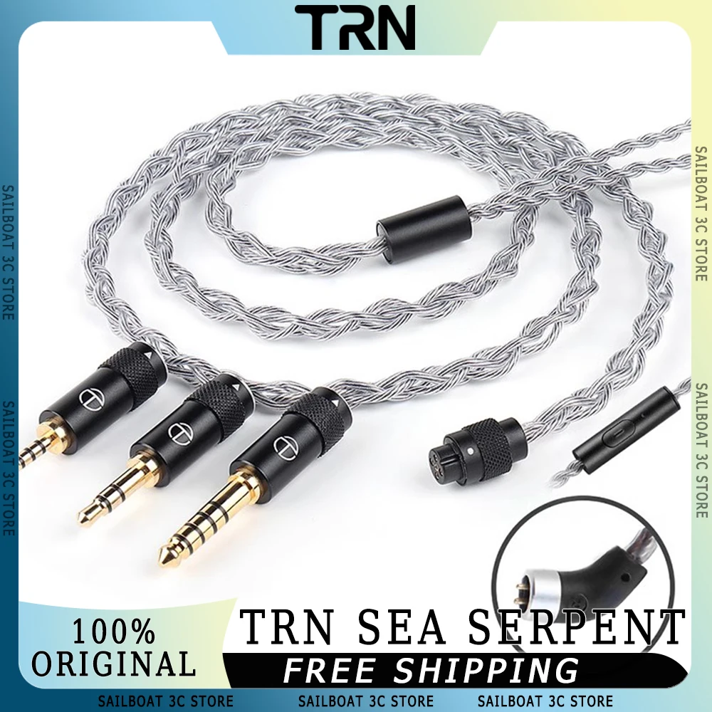 TRN Sea Serpent 4 Core Copper Silver Mixed Cable 2.5+3.5+4.4mm Plug HIFI Headphones Upgrade Cable Custom Earphones Accessories