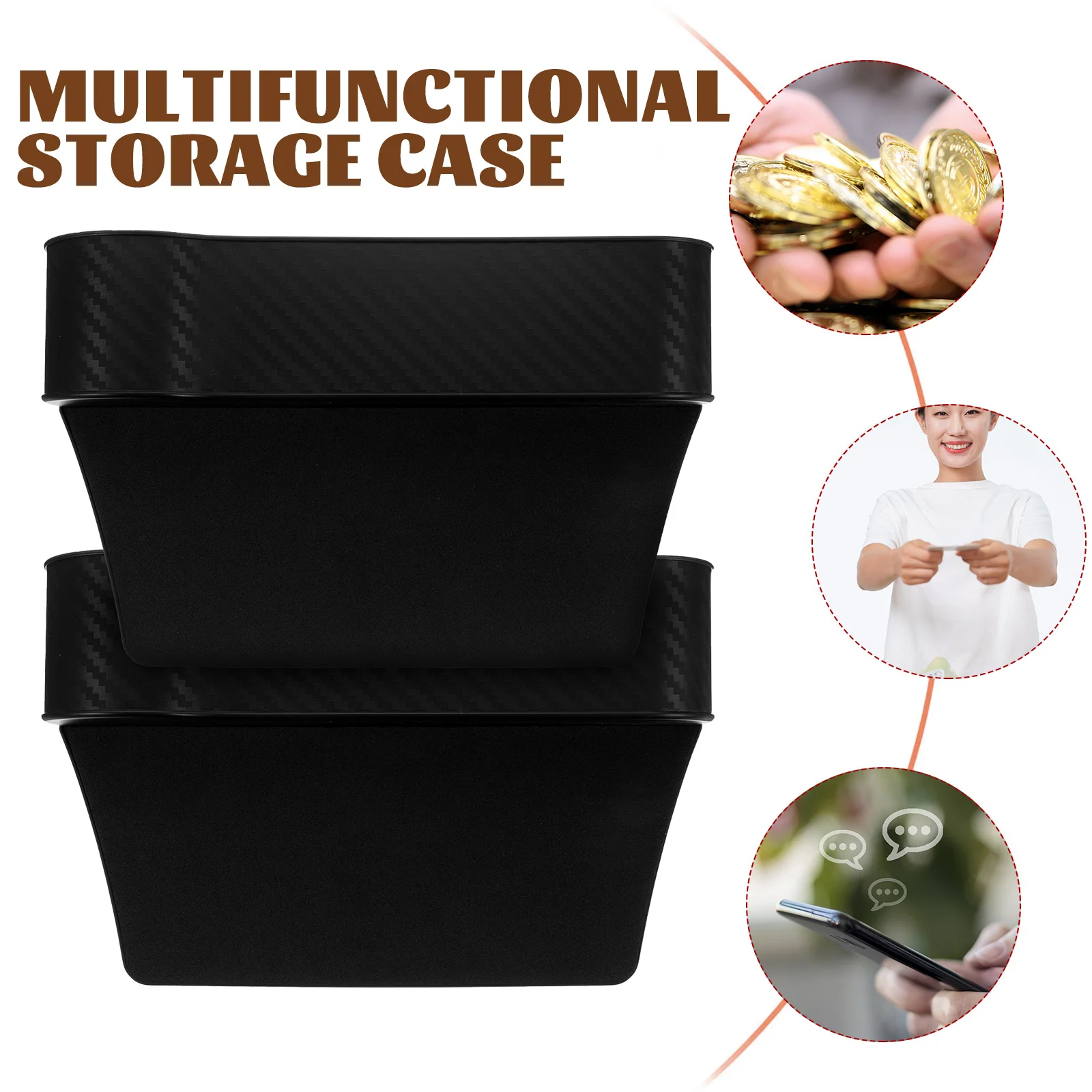 

2 Pcs Storage Box Set Car Seat Gap Organizer Organizers Side Cup Holder Filler Holders Console Auto Organization