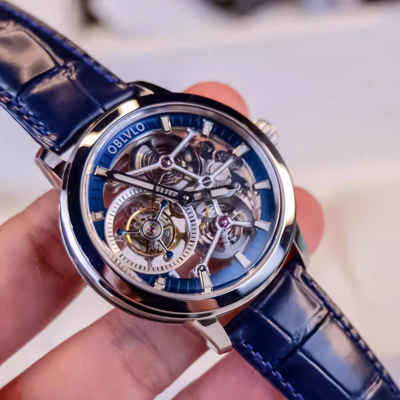 مستطيل جديد تحلق توربيون الرجال ساعة ميكانيكية الياقوت الزجاج مقاوم للماء 50 متر رجالي ساعات كامل الهيكل العظمي الهاتفي ساعة مضيئة