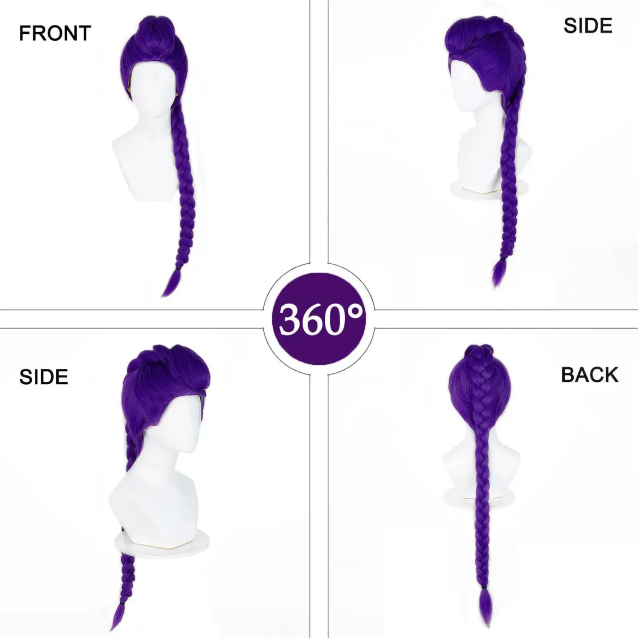 Top Choice for Queue Performances Purple Tiger Clip-On Single Ponytail Synthetic Fiber Braided Wig view 2