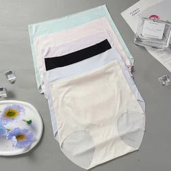 3Pcs High Waist Ice Silk Seamless Underwear Ladies Summer Ultra-thin Sense Quick-drying Panties L-2XL Women Fitness Briefs