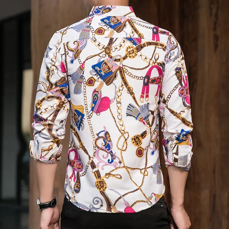 5XL 6XL 7XL Shirt Men Autumn New Fashion Personality Printing Long Sleeve Shirts Men 2022 Casual Plus Size Business Office Shirt