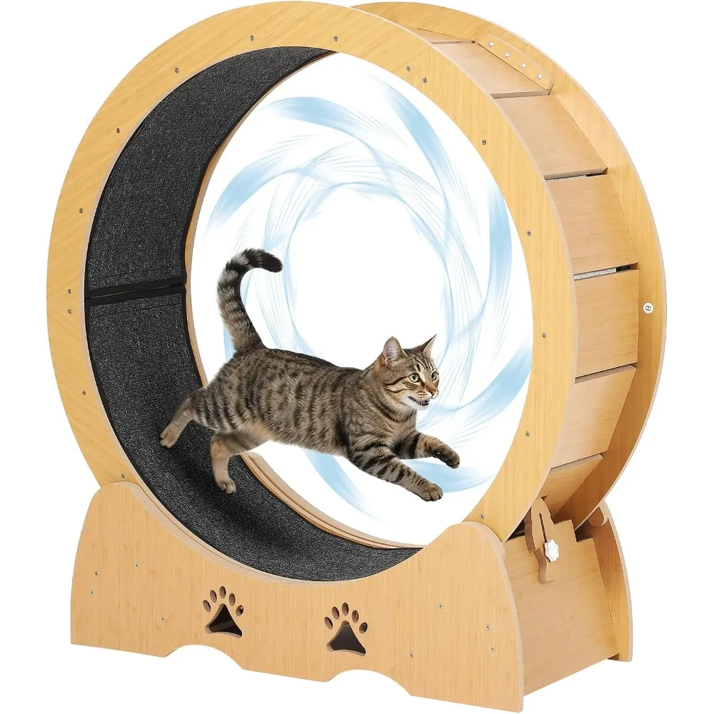 Rueda de Ejercicio para Gatos Garvee - Rueda de Ejercicio para Gatos de Tablero de Densidad E1, 110 cm de Diámetro, Rueda de Ejercicio Duradera y Resistente para Gatos de Interior, Rueda de Ejercicio