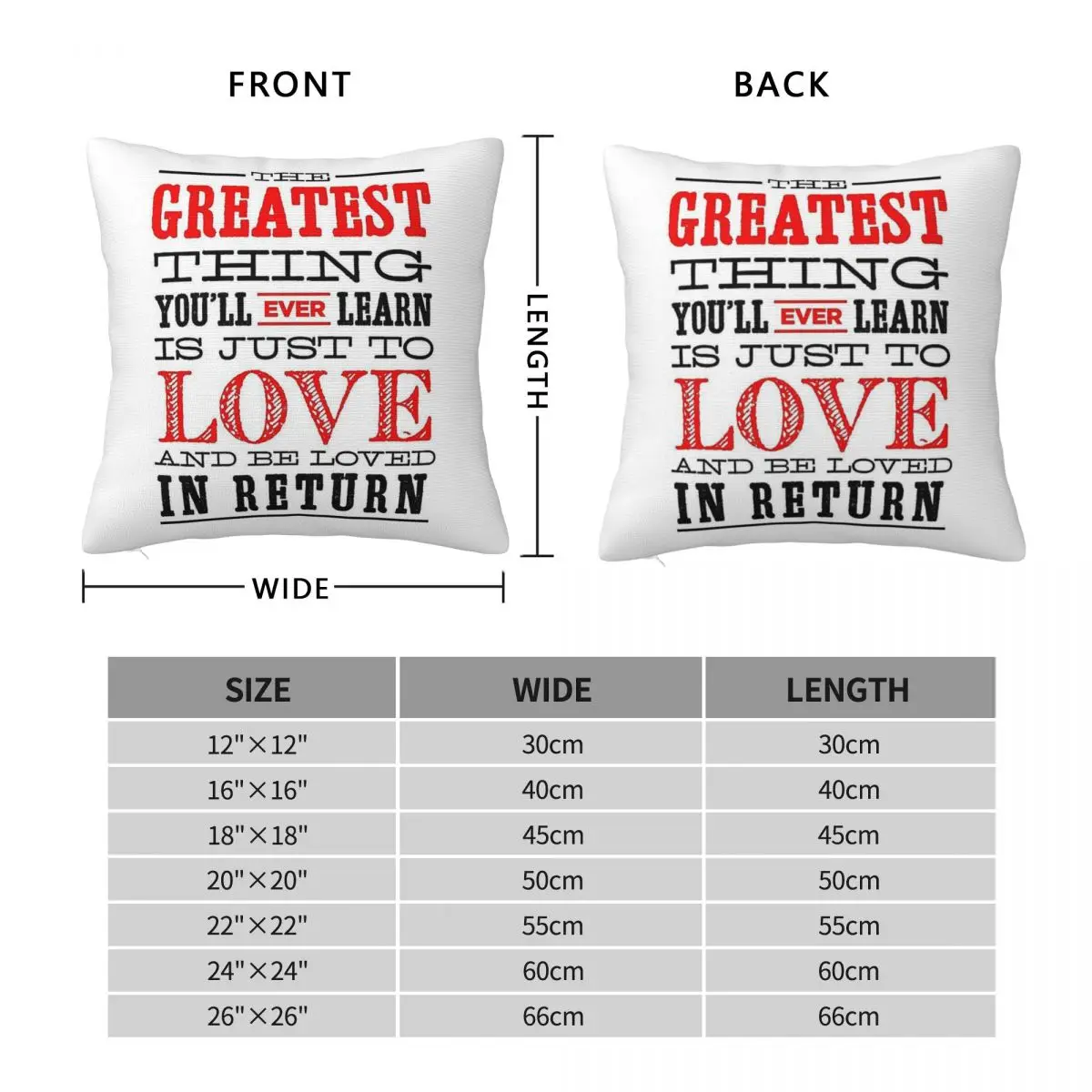 Love And Be Loved Return 2 Square Pillowcase Polyester Linen Velvet Creative Zip Decor Room Cushion Case