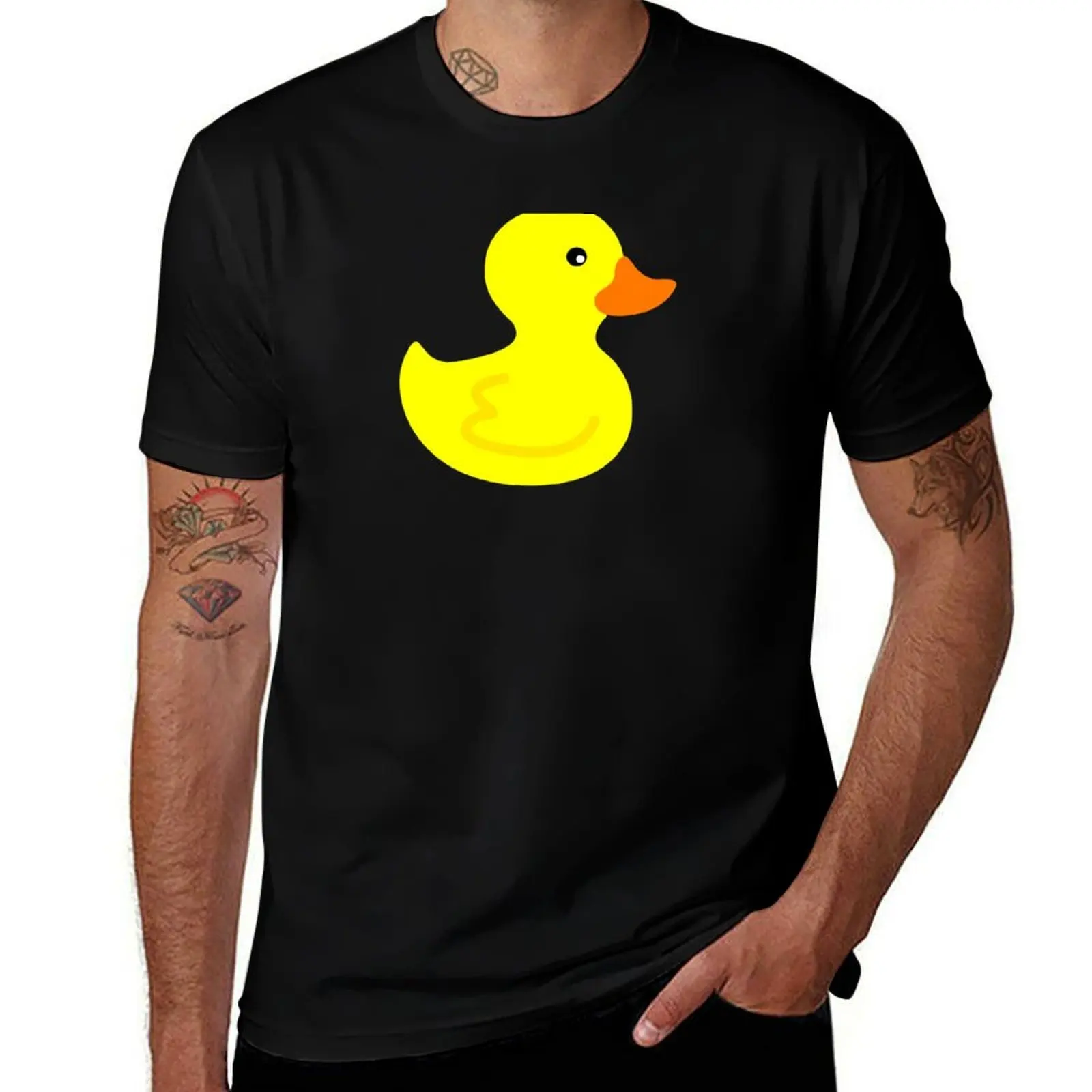 Yellow Duck Cute Rubber Duckling T-Shirt Basic Short Sleeve Cotton Blend T-Shirt