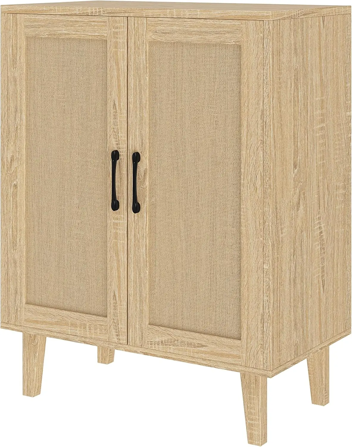 

Buffet Cabinet Sideboard with Rattan Decorated Doors Kitchen Storage Cupboard Accent Cabinet (Natural Wood)