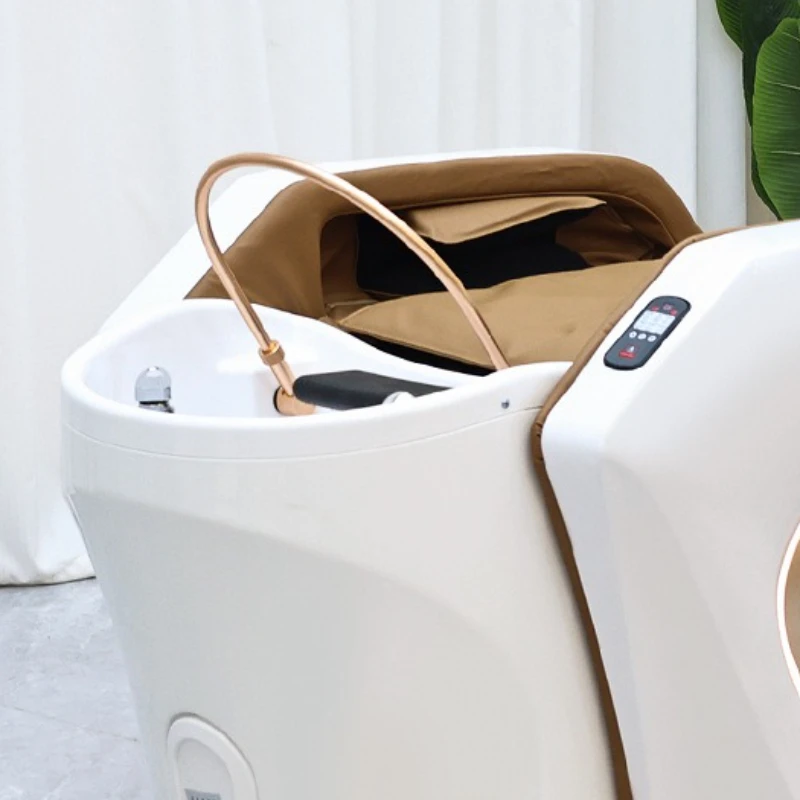 كرسي شامبو مصفف الشعر مريح لتدليك التجميل والبساطة كرسي شامبو منزلي من جلد البولي يوريثان شامبو وإضاءة MHXFY